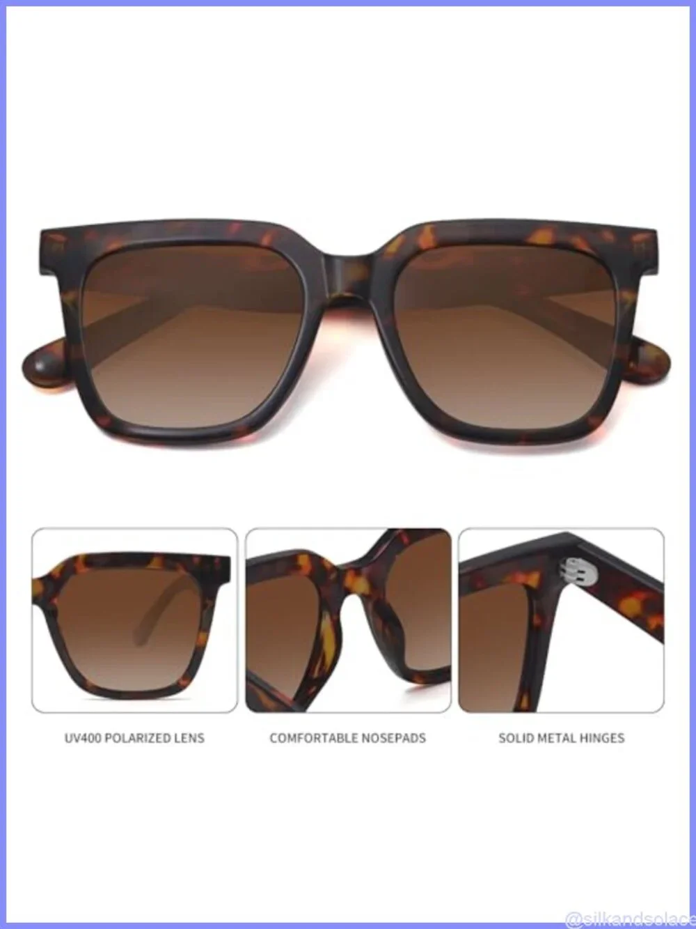 Retro Square Polarized UV400 Sunglasses for Women Men – Lightweight Full Frame